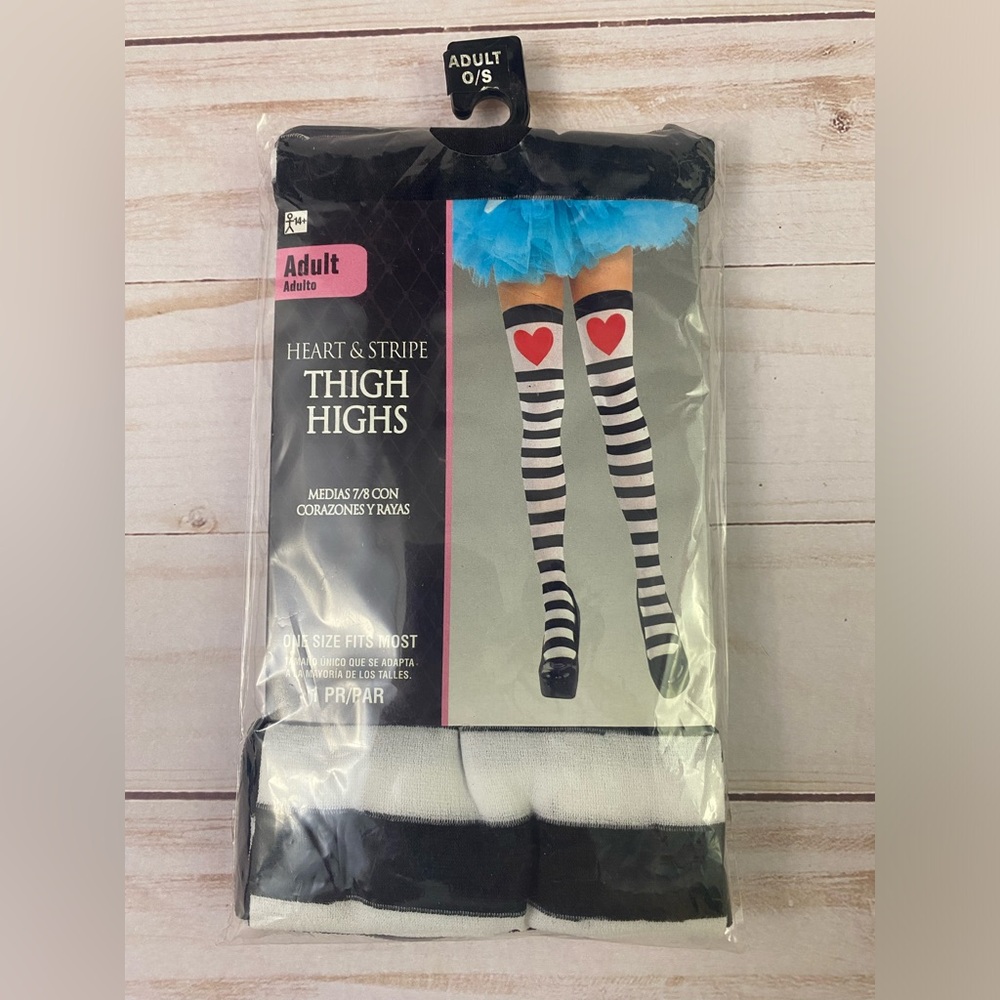 Heart and Striped Thigh Highs Alice Queen of Hearts  Costume Accessory Adult O/S
